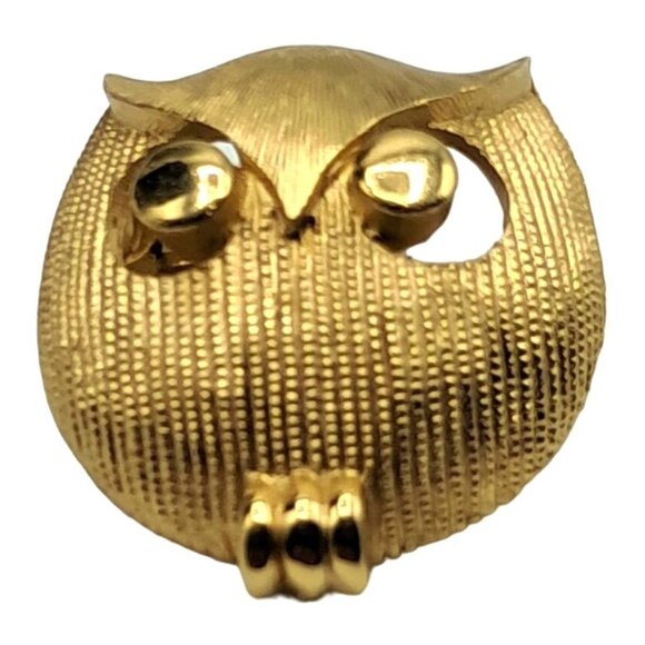 Vintage Trifari Owl Brooch Gold Tone Figural Pin Costume Jewelry Modernist - Picture 3 of 11
